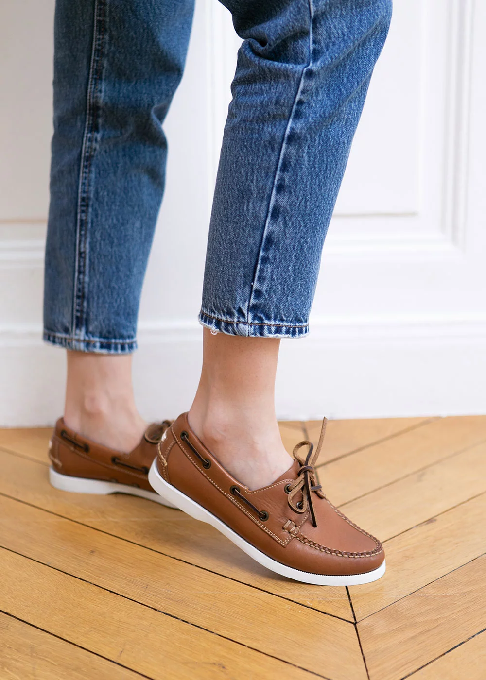 MOCASSIN BOAT SHOE CUIR GOLD