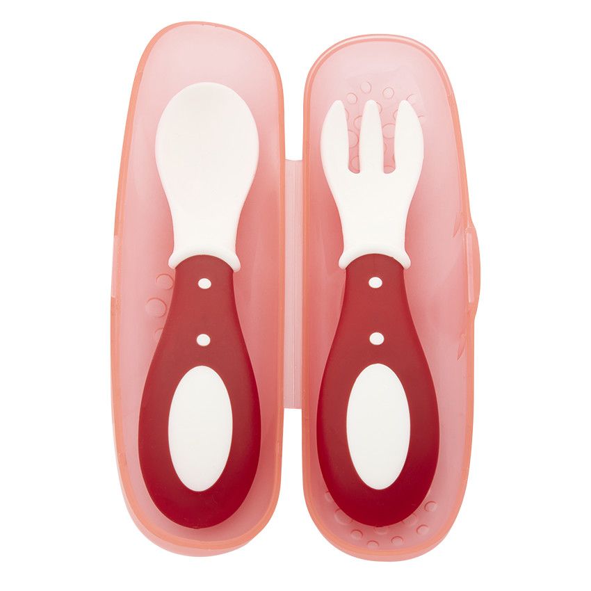 Lot de 2 couverts nomades Yummix rose - Ecru