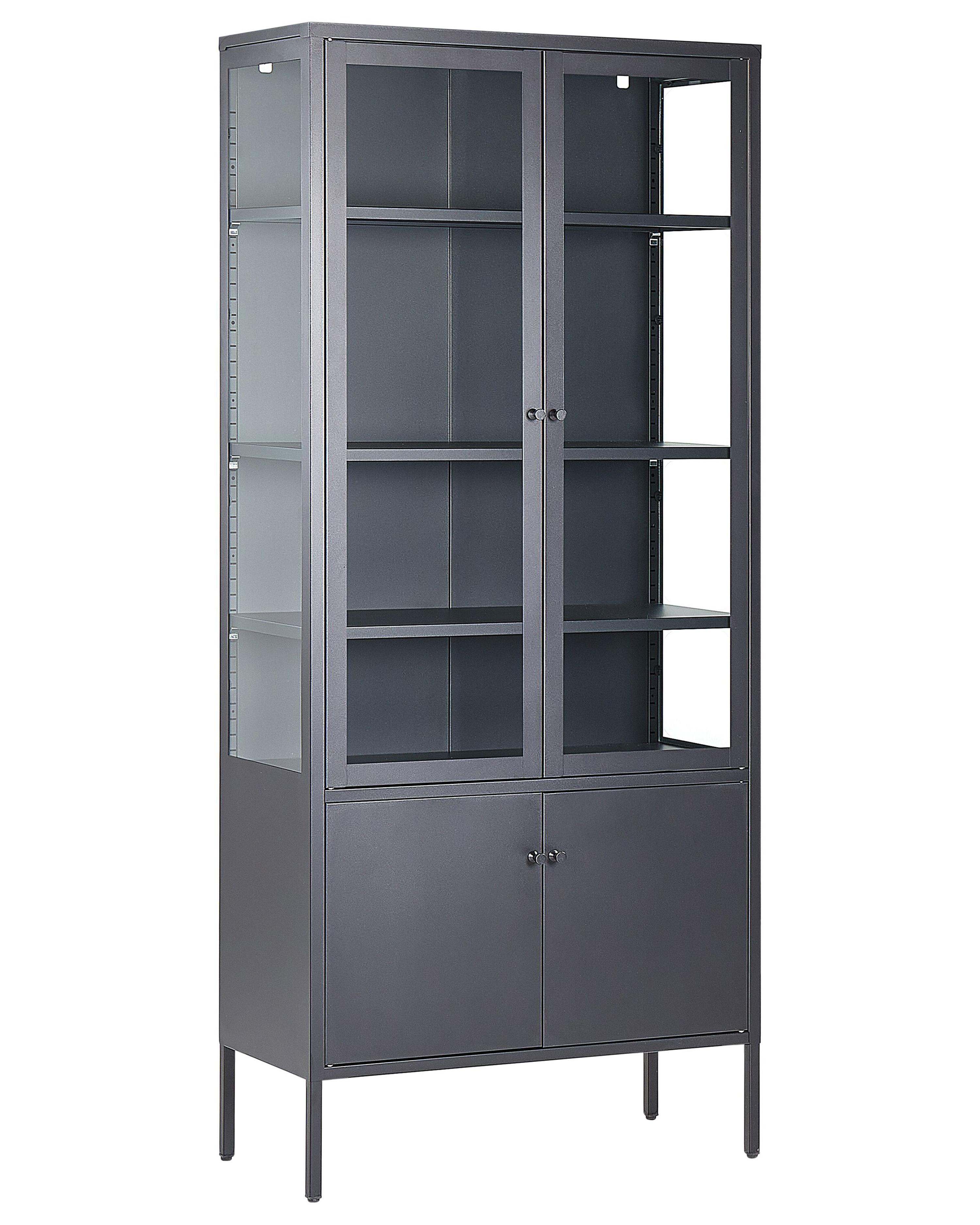 Glazen vitrinekast OXTED Metaal 80 cm Zwart