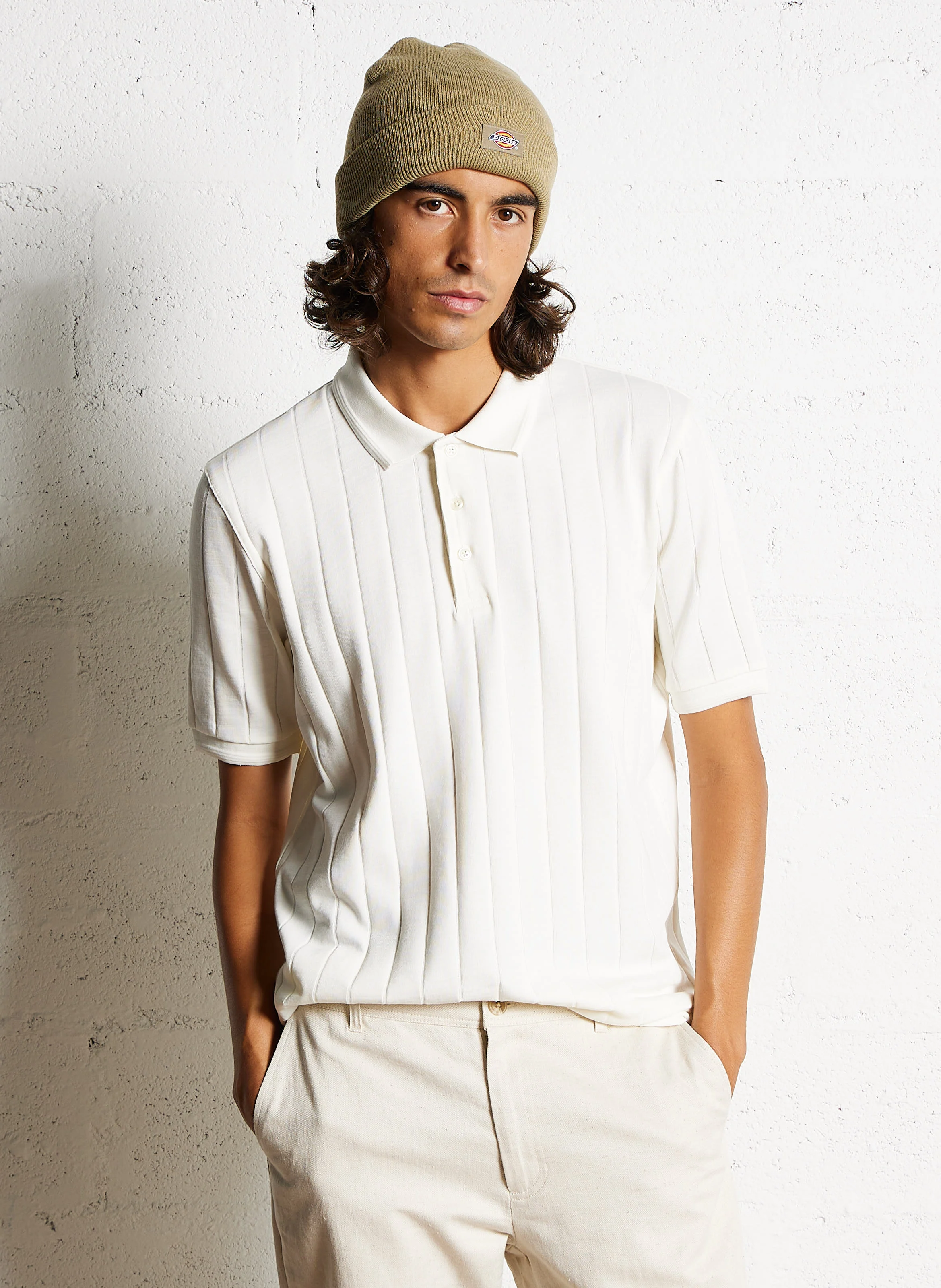 Polo droit en coton mélangé | Beige