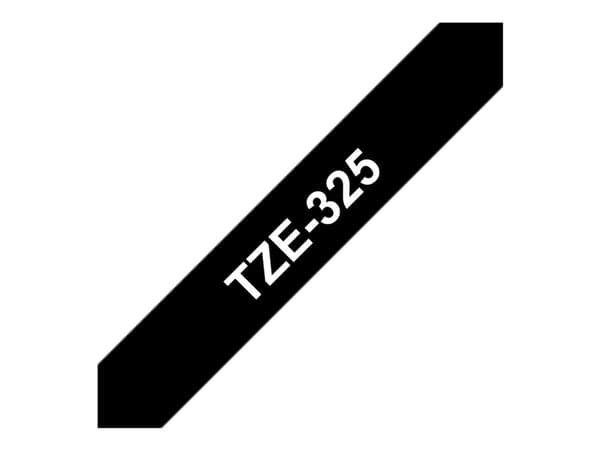Brother TZe-325 - Standardklebemiddel - hvitt på svart - Rull (0,9 cm x 8 m) 1 kassett(er) laminert teip - for Brother PT-D210, D600, H110; P-Touch P