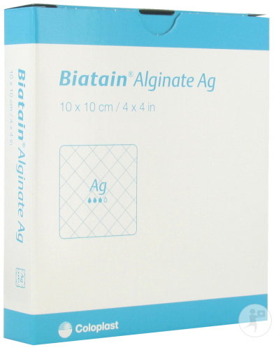 Coloplast Biatain Alginate SeaSorb Ag Pansement 10x10cm Pièces 10 (3760)