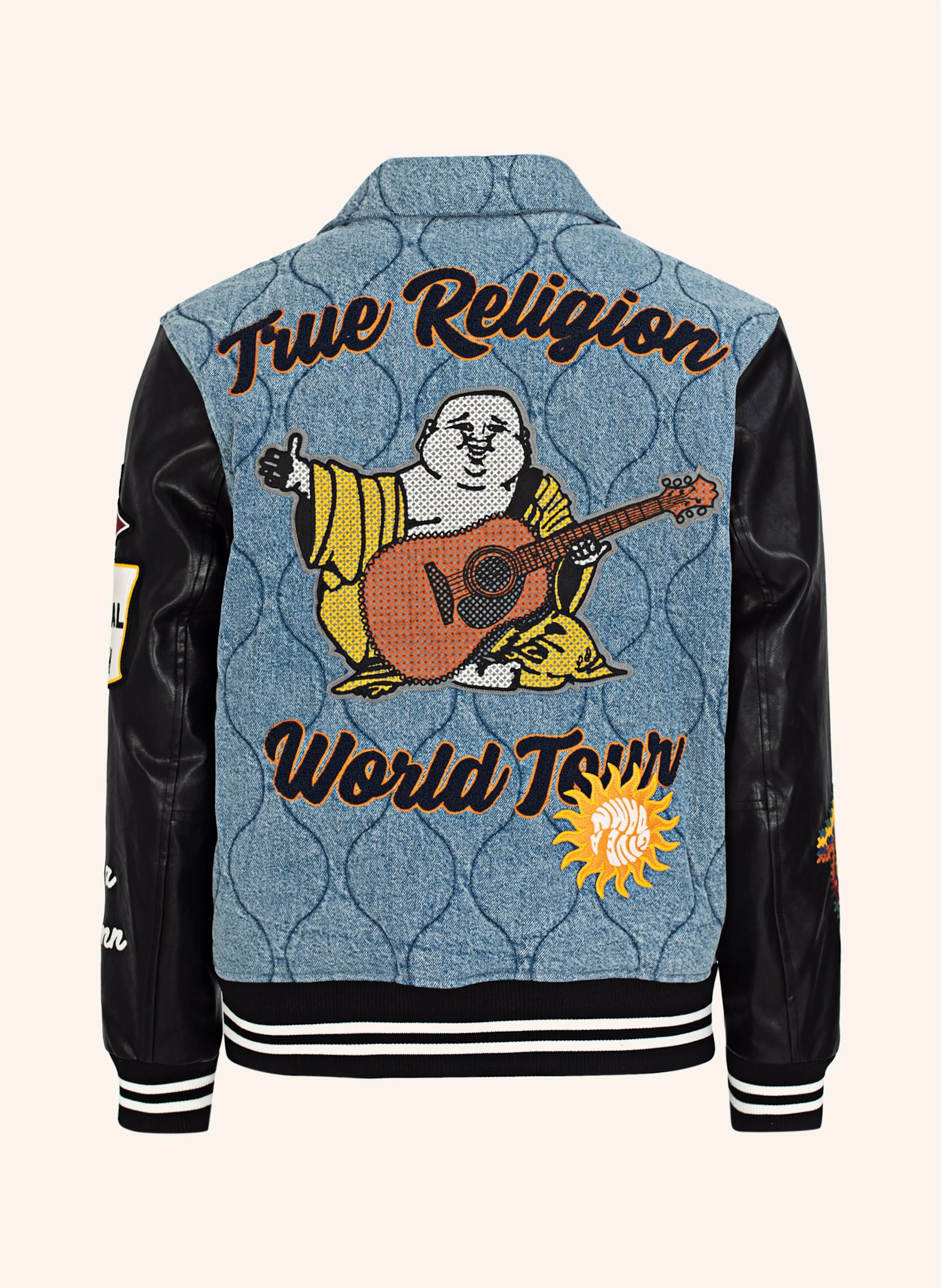 TRUE RELIGION Gesteppte Denim-College-Jacke