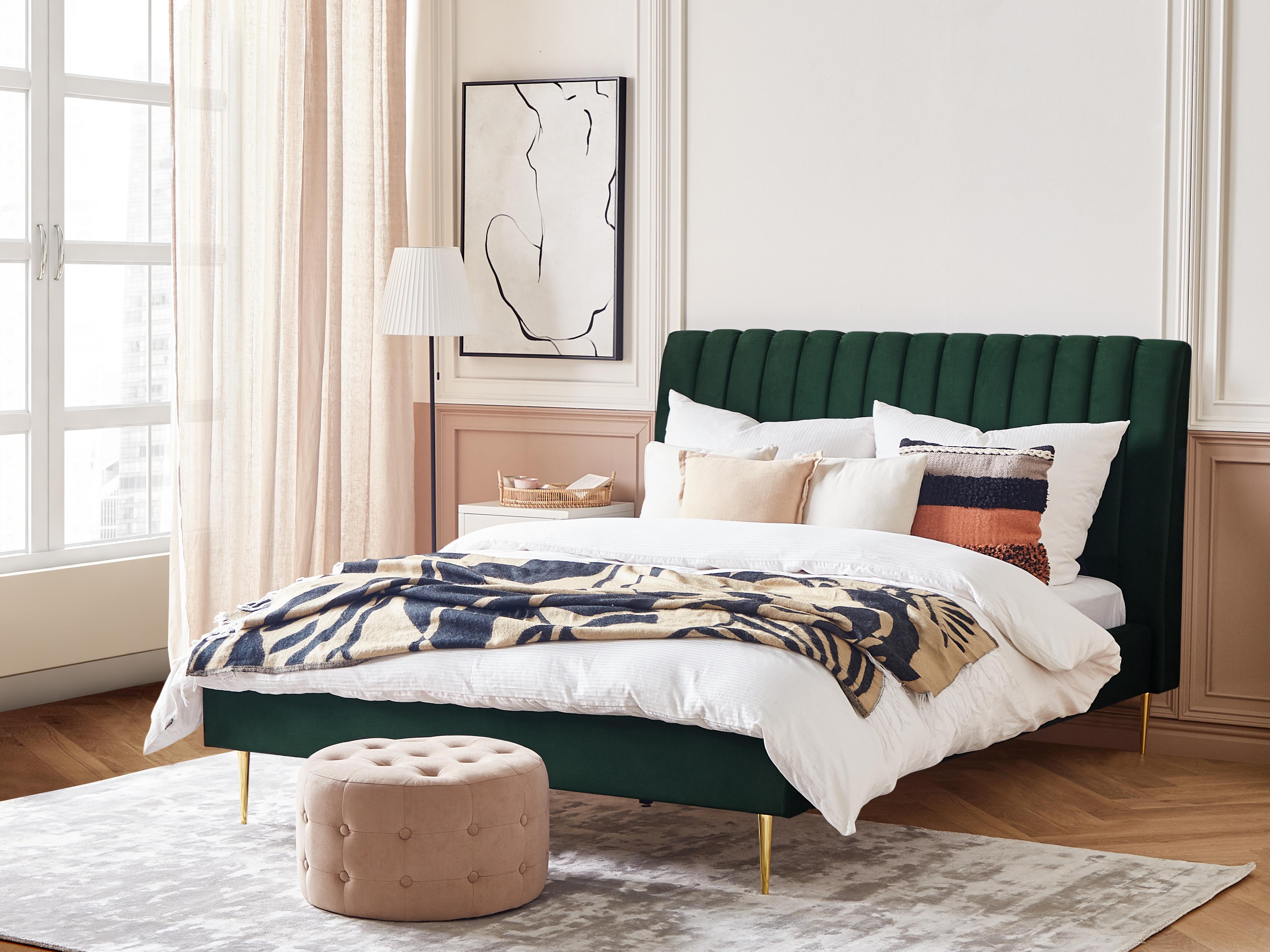 Bed Fluweel MARVILLE 180 x 200 cm Smaragdgroen
