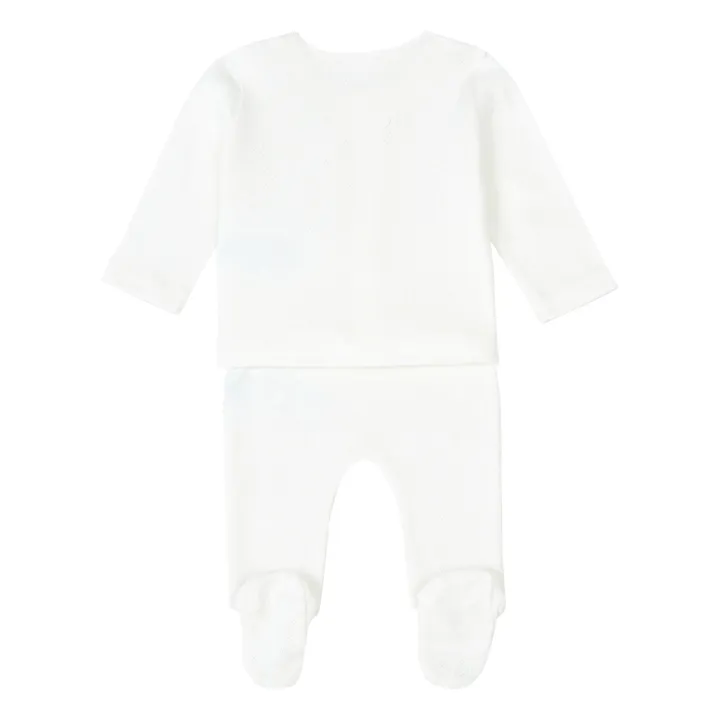 Tartine et Chocolat Ensemble T-Shirt + Pantalon à Pieds Coton Bio Ajouré | Ecru