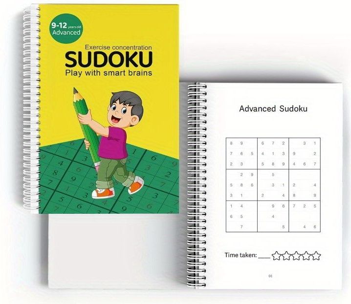 1 stuk Sudoku Hersenspellen voor Kinderen: Uitdagende Puzzels om Wiskunde- en Logische Vaardigheden te Versterken voor Leeftijden 9-12