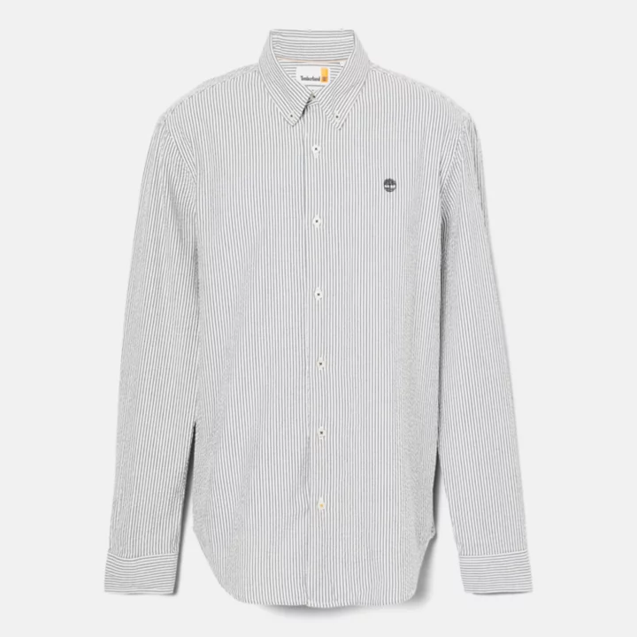 Chemise en seersucker à rayures pour homme en bleu foncé