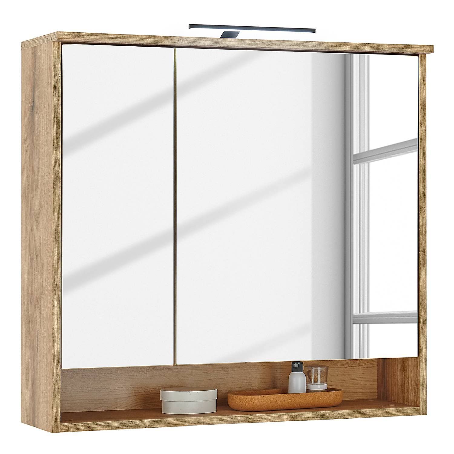 Mid.you Spiegelschrank Eiche Glas 1 Fächer E