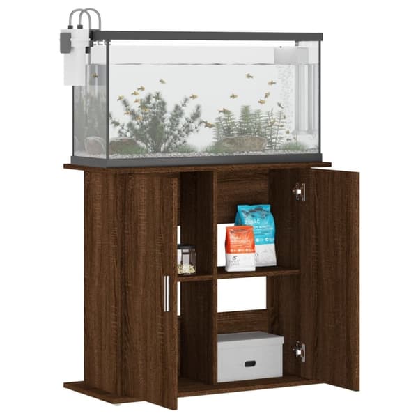 vidaXL Akvariumstativ brun eik 81x36x73 cm konstruert tre