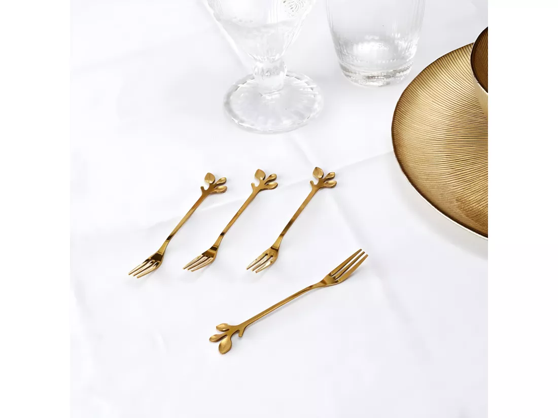 Set de 4 fourchettes à dessert en métal doré Royal