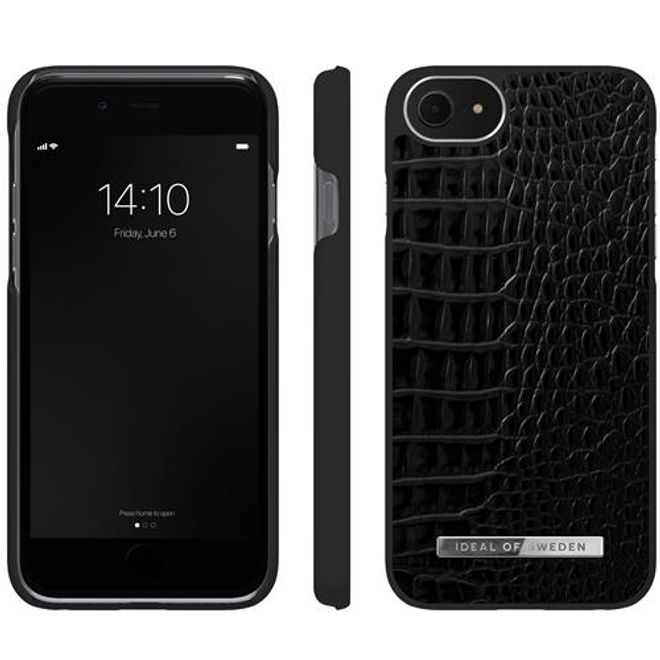 iPhone SE (2022/2020) / 8 / 7 / 6S / 6 Hardcase Hülle Atelier Case (IDACSS21-I7-306) - Neo Noir Croco / Silver