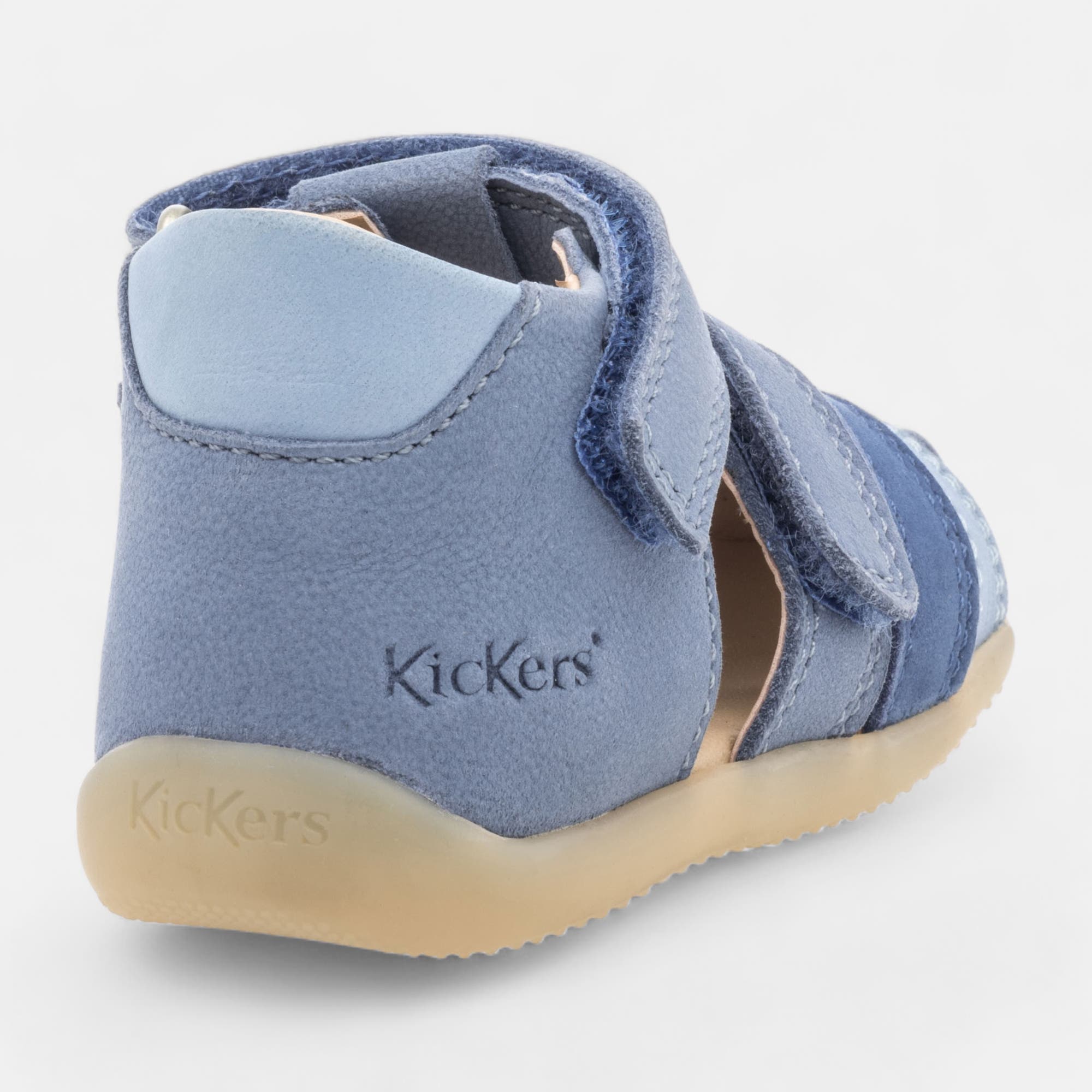 Nu-pieds Bébé garçon en cuir bleu