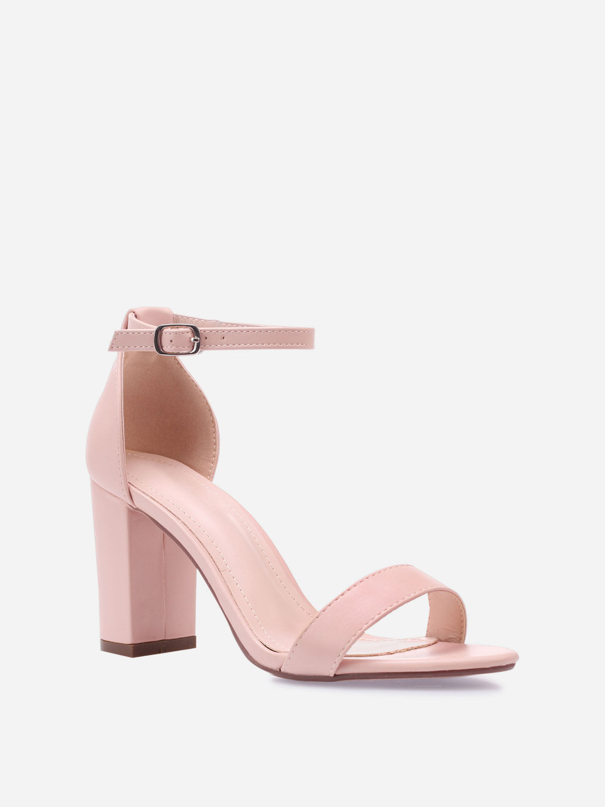 Sandales à bride et talon carrés- Rose