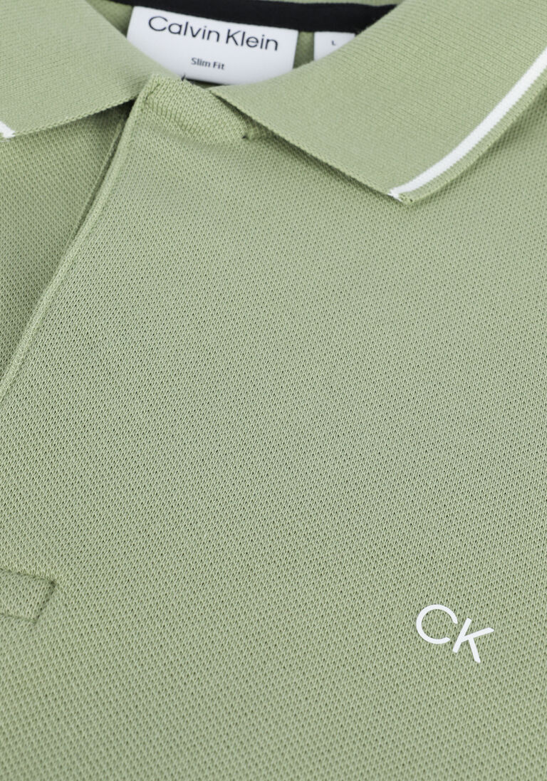 CALVIN KLEIN groene calvin klein polo stretch pique tipping slim polo