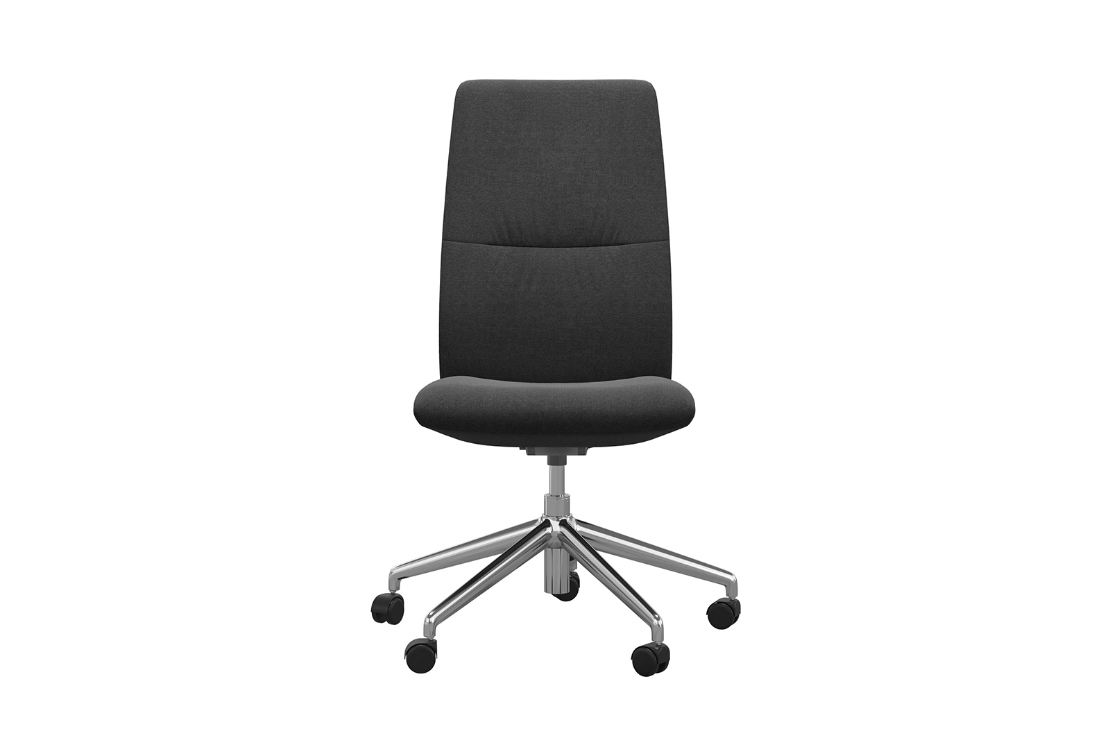 Mint kontorstol Høy stol i tekstil Dahlia Grey uten arm og med krom understell