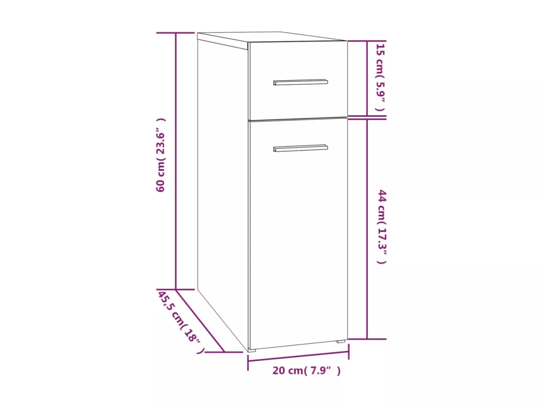 Armoire d'apothicaire Chêne fumé 20x45,5x60cm Bois d'ingénierie