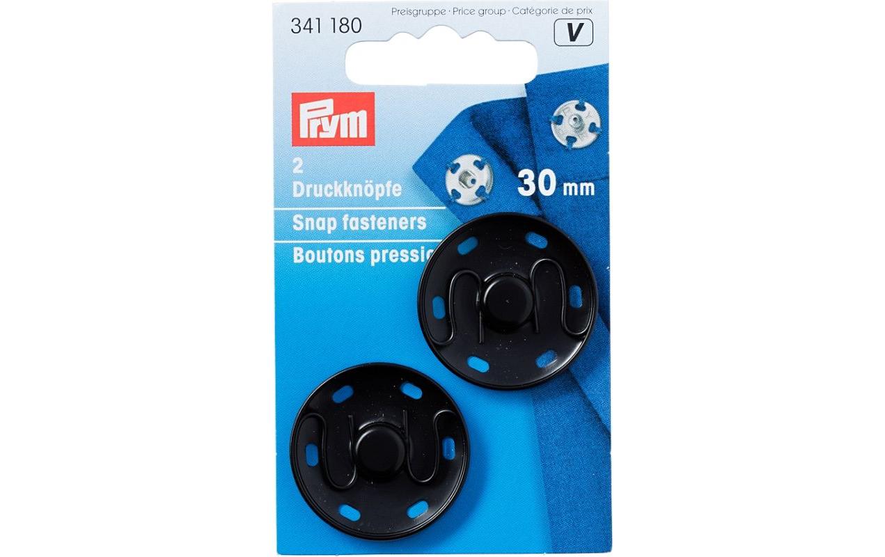 Druckknöpfe Schwarz, 30 mmAnnähdruckknöpfe für Bekleidung und Accessoires
