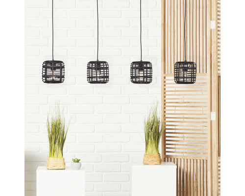 Hanglamp, 4-lichts, HxLxB 120x106x16 cm, zwart