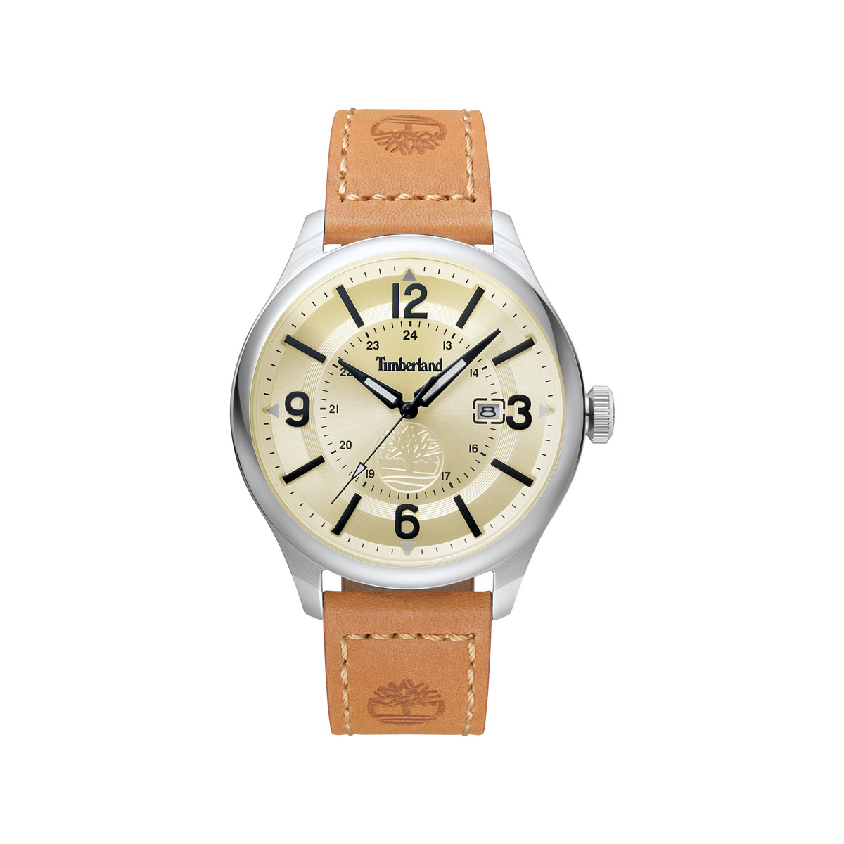 Montre Timberland homme acier cuir marron