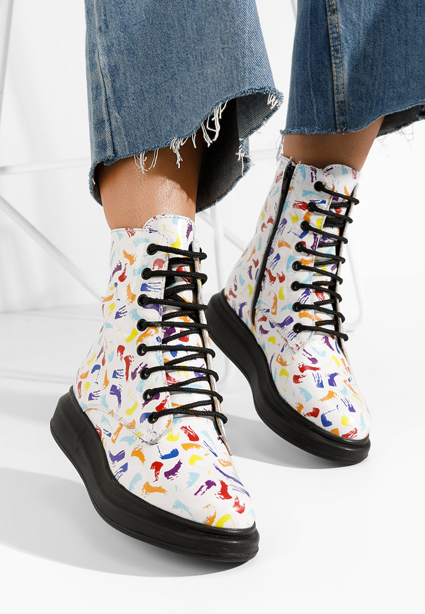 Bottines femme en cuir blanches Cabera