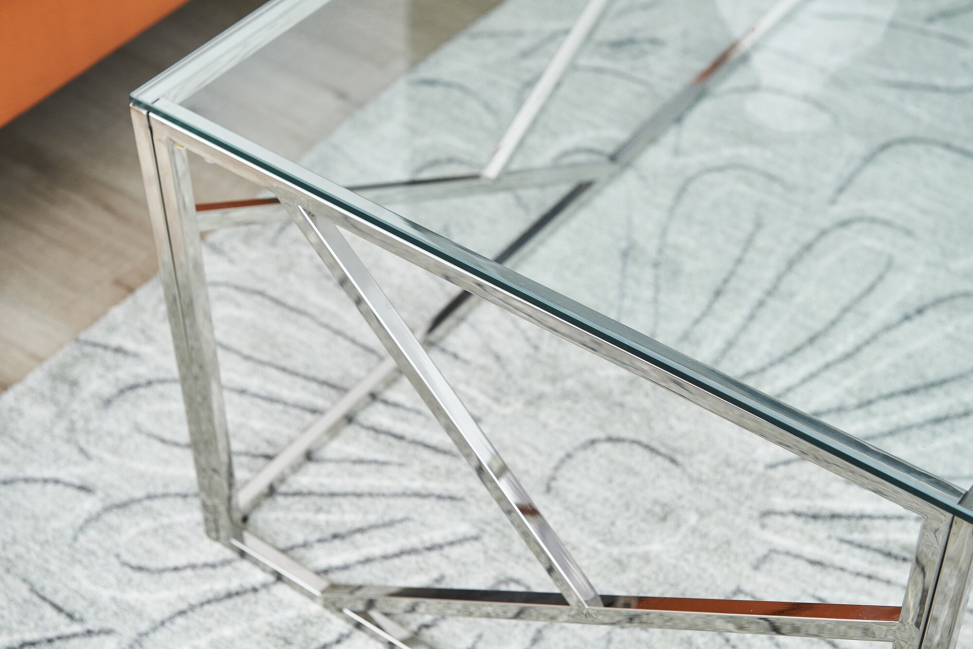 Couchtisch 120x60 silber Sofatisch Glas Tisch Beistelltisch Wohnzimmertisch