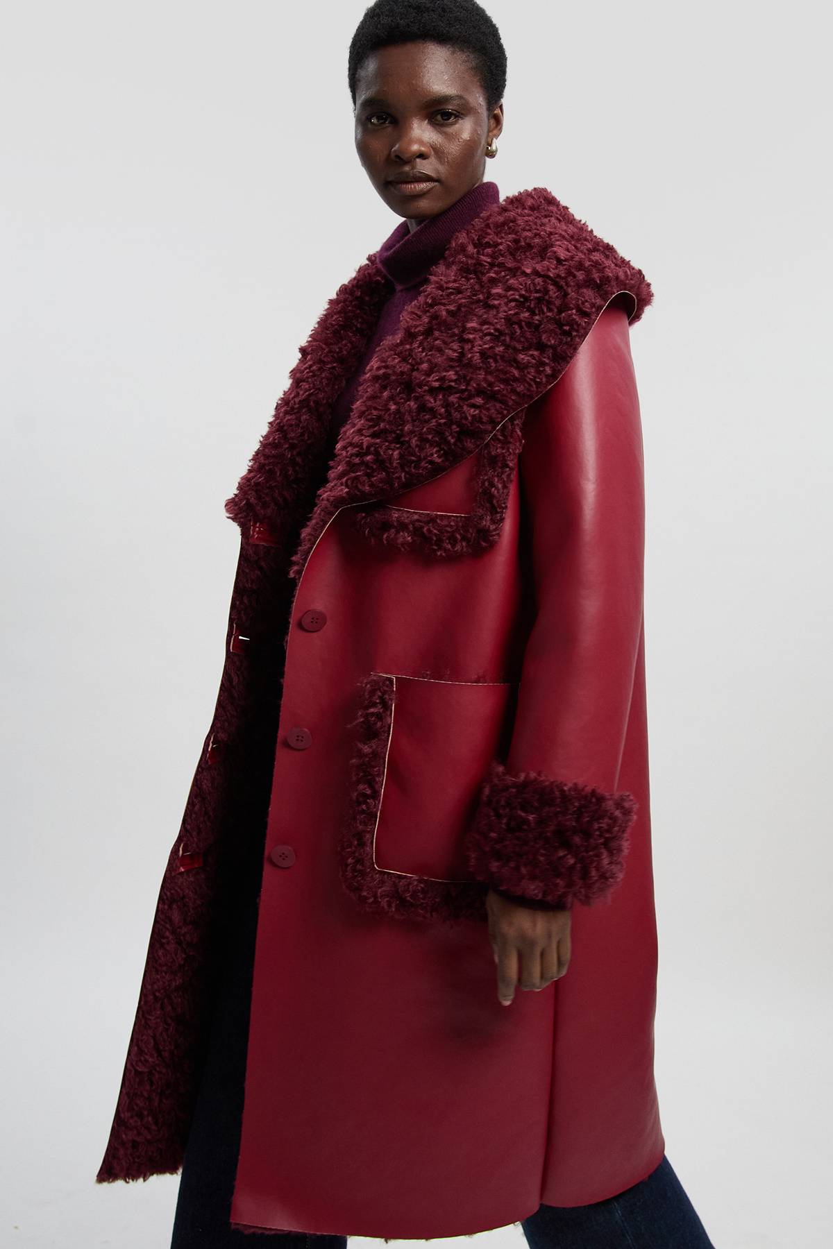 KarenMillen Manteau Mi-Long avec Détails de Poches en synthétique
