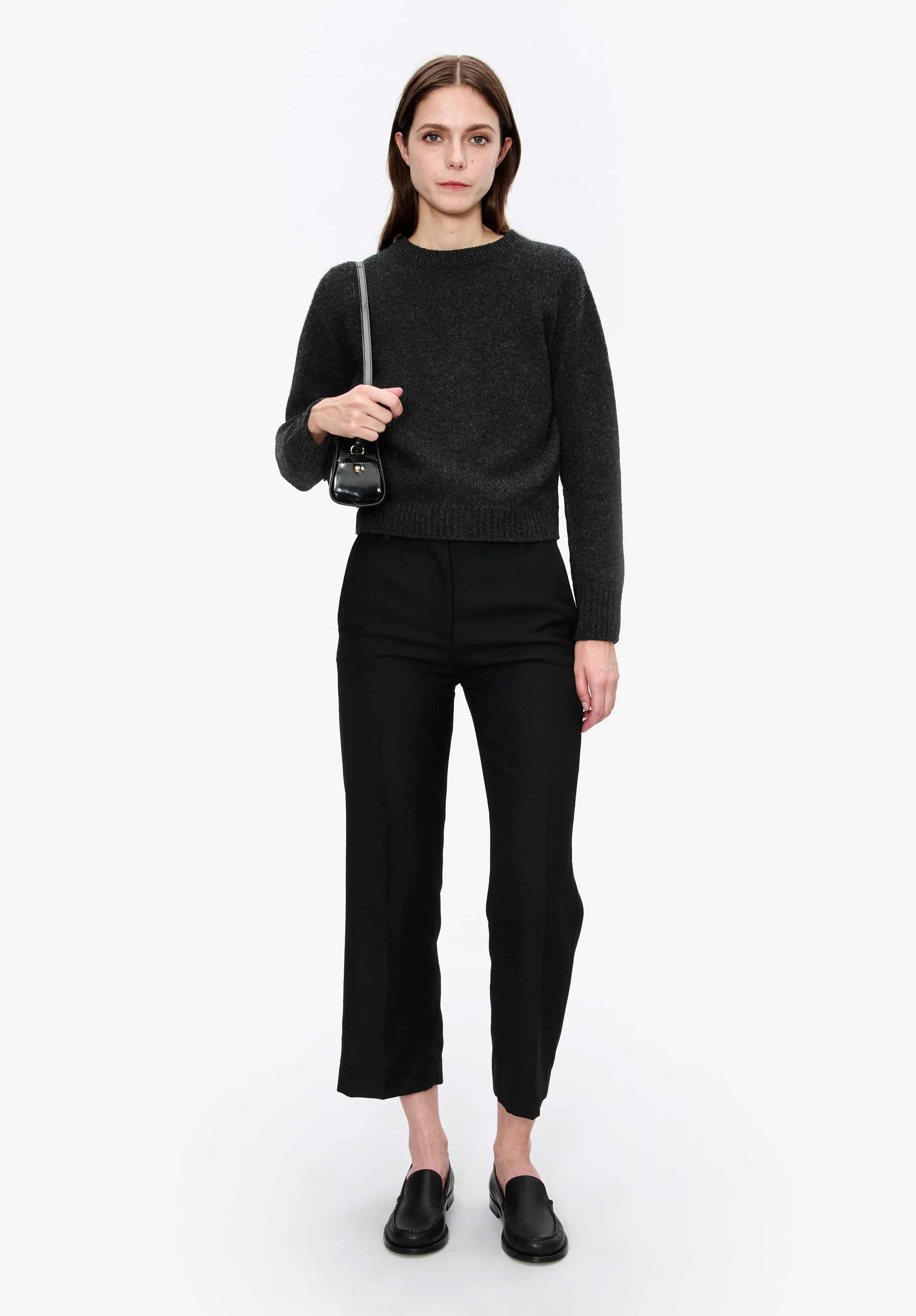 Pull court col rond - Anthracite chine