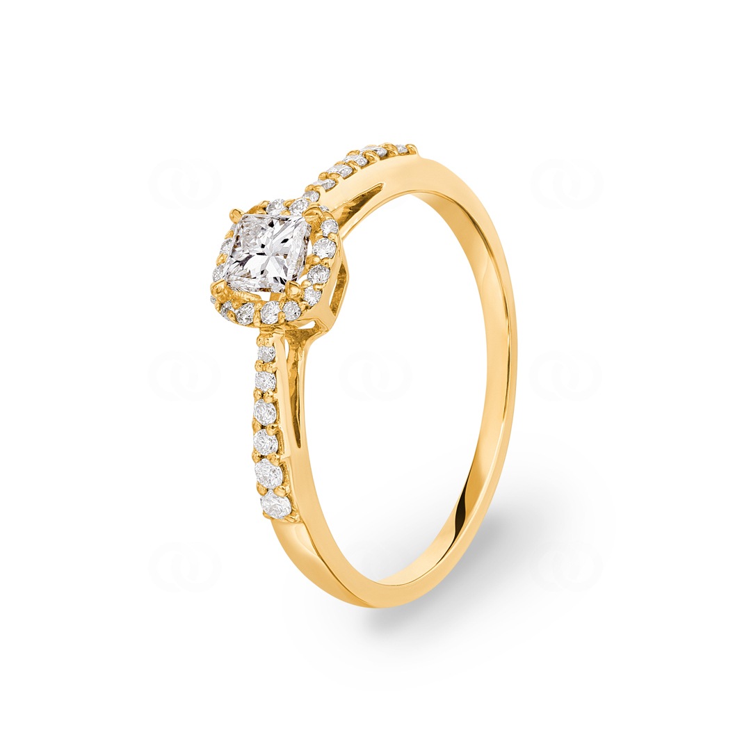 Verlobungsring 750/18 K Gelbgold mit Diamanten 0.42 ct H/si
