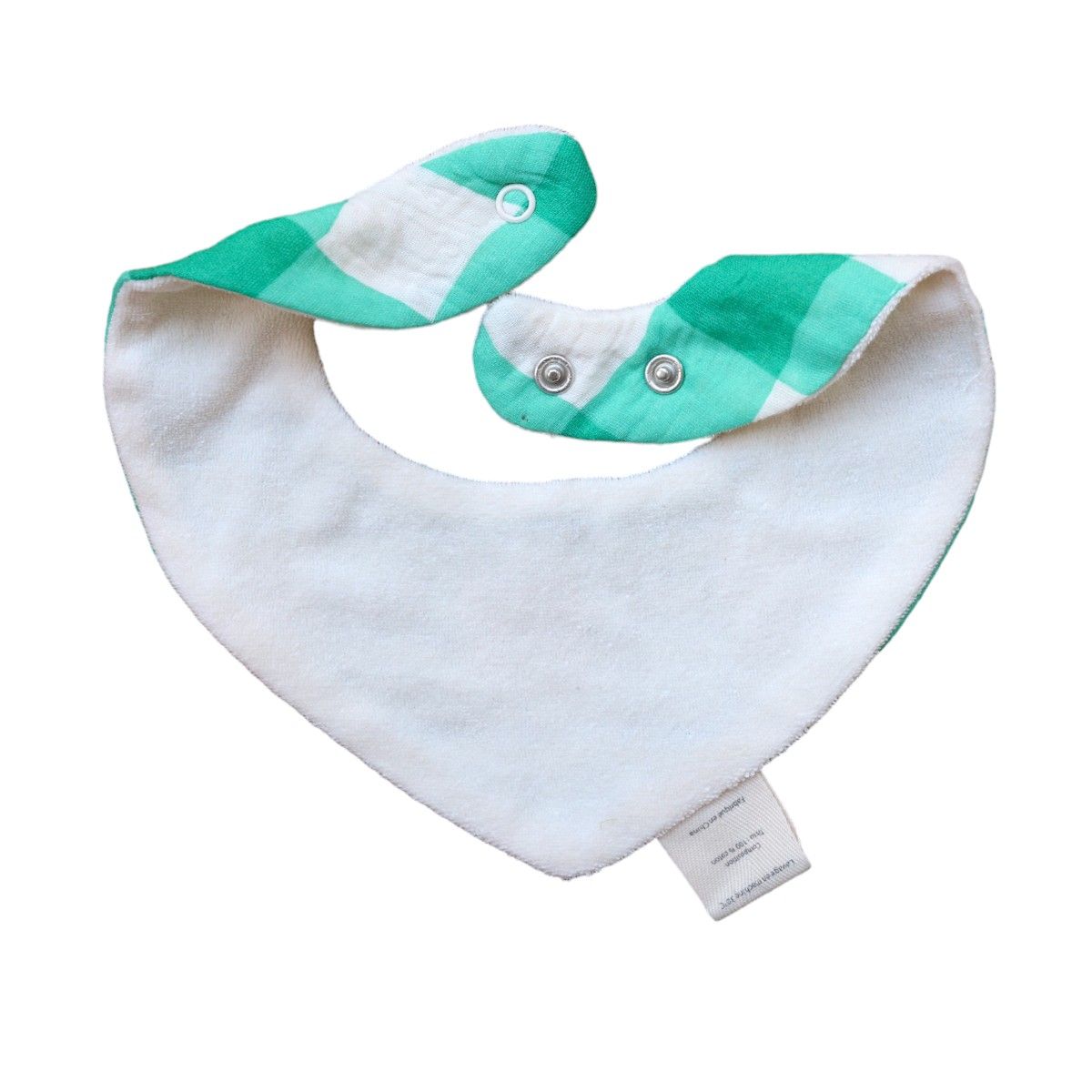 Bavoir bandana éponge carreaux verts - Les Inséparables Petit toi