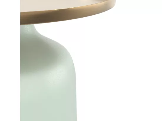 Table d'appoint ronde en métal vert d'eau et laiton D44,5 cm - Lyne