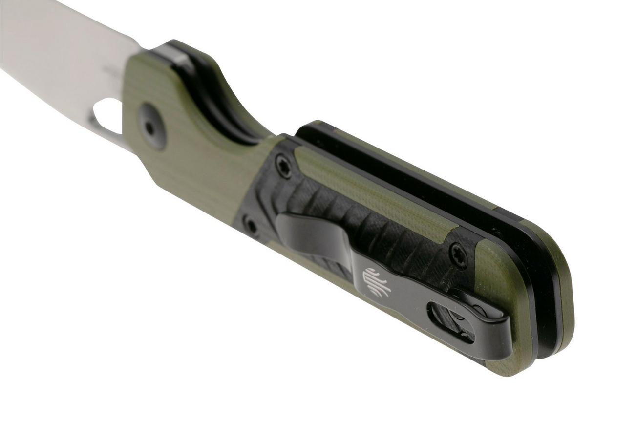 Kizer Vanguard Mini Militaw V3634SA6 Liner Lock, Satin Nitro-V, Green G10, Black G10 Inlay, zakmes, Jonathan Styles design