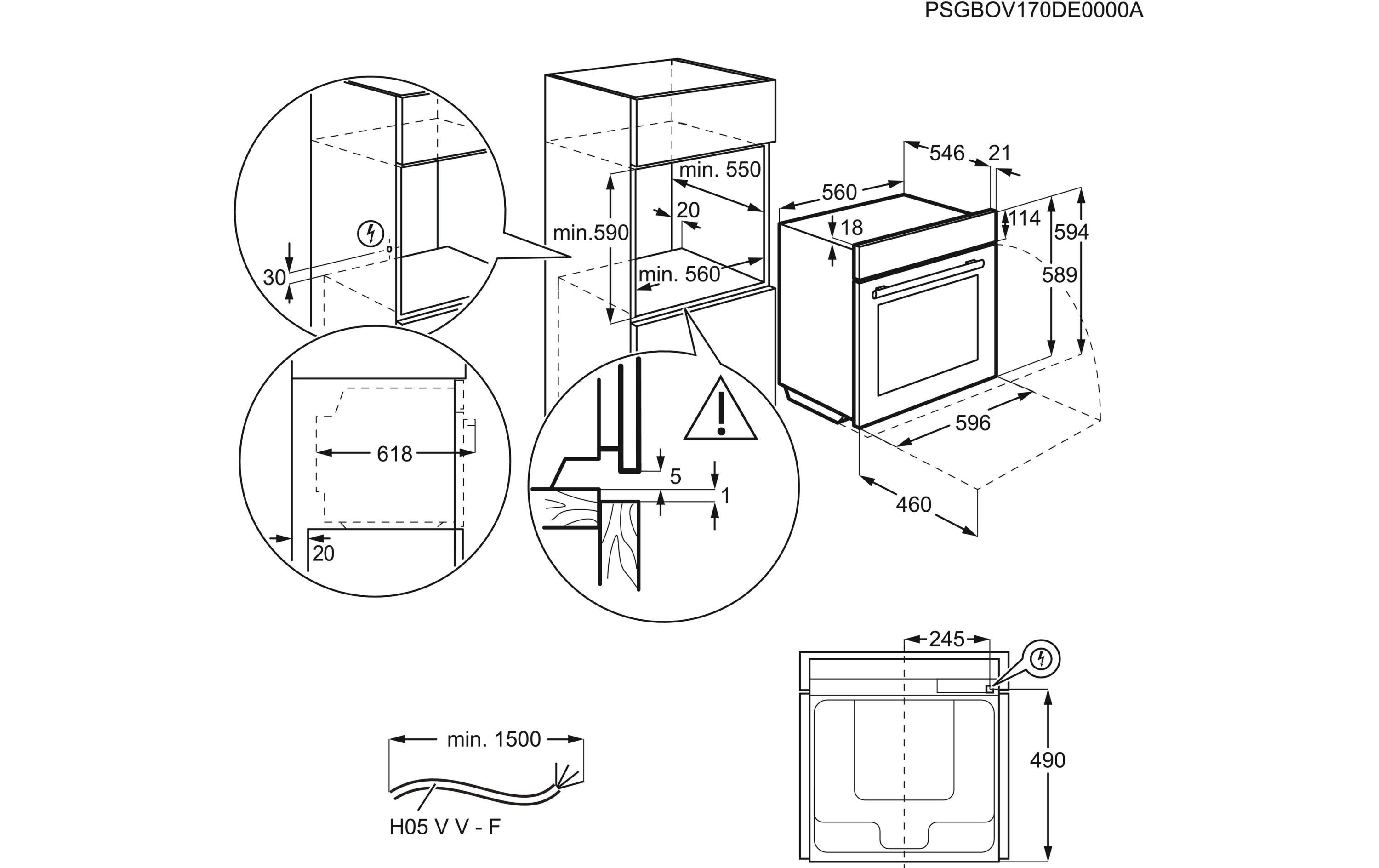Einbaubackofen EB6GL80CN Schwarz A+<br>Backofen für den Einbau