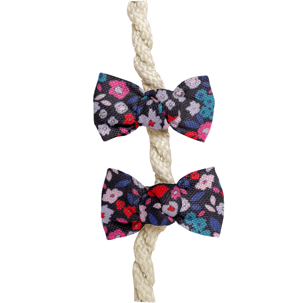 Barrettes Clic-Clac Petits Noeuds Romance Fleurie