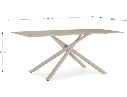 CONCEPT1 - Table Tori 180 x 90 x 76 cm céramique beige