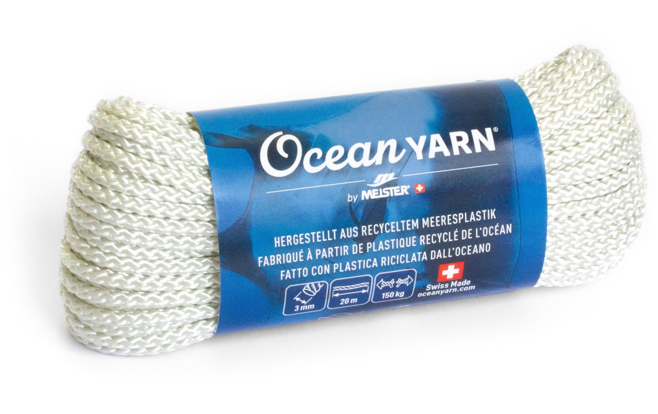 Seil OceanYarn Ø 3 mm, 20 m, 150 kg, WeissSeilbund Kordel aus recyceltem Kunststoff