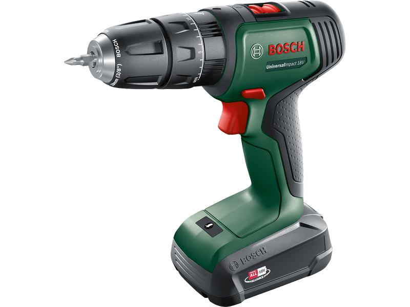 Bosch Akku-Schlagbohrschrauber UniversalImpact 18 V Kit 18 V Zweigang-Schlagbohrschrauber mit 1 x 1.5 Ah Akku