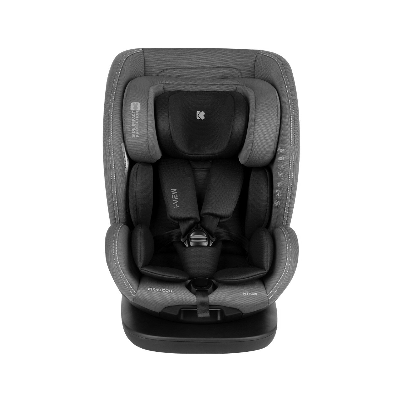 Kikkaboo Kindersitz i-View i-Size (40-150cm) Isofix Top Tether 360-Grad-Drehung hellgrau