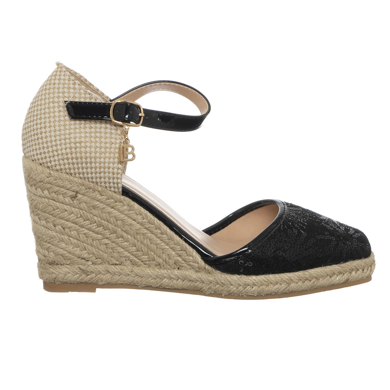 Laura Biagiotti Espadrilles Compensées Vertina noir/beige - Talon 8.5 cm