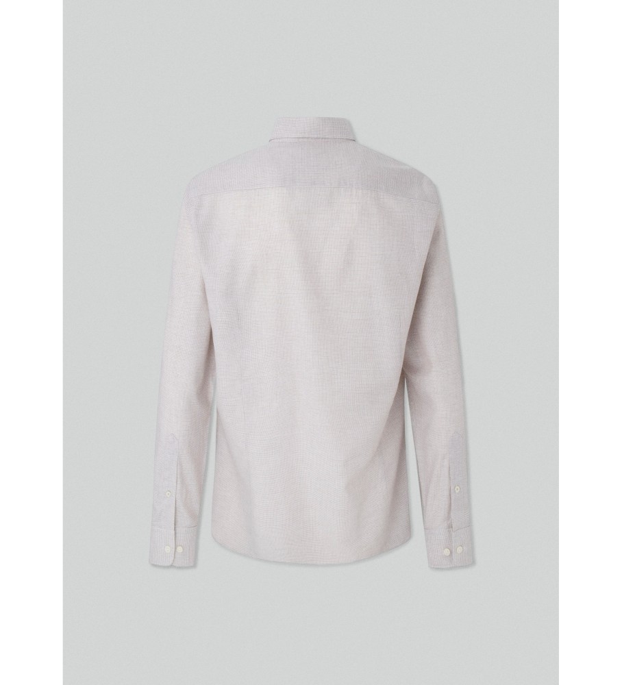 Camisa Hackett Brushed Puppytooth taupe