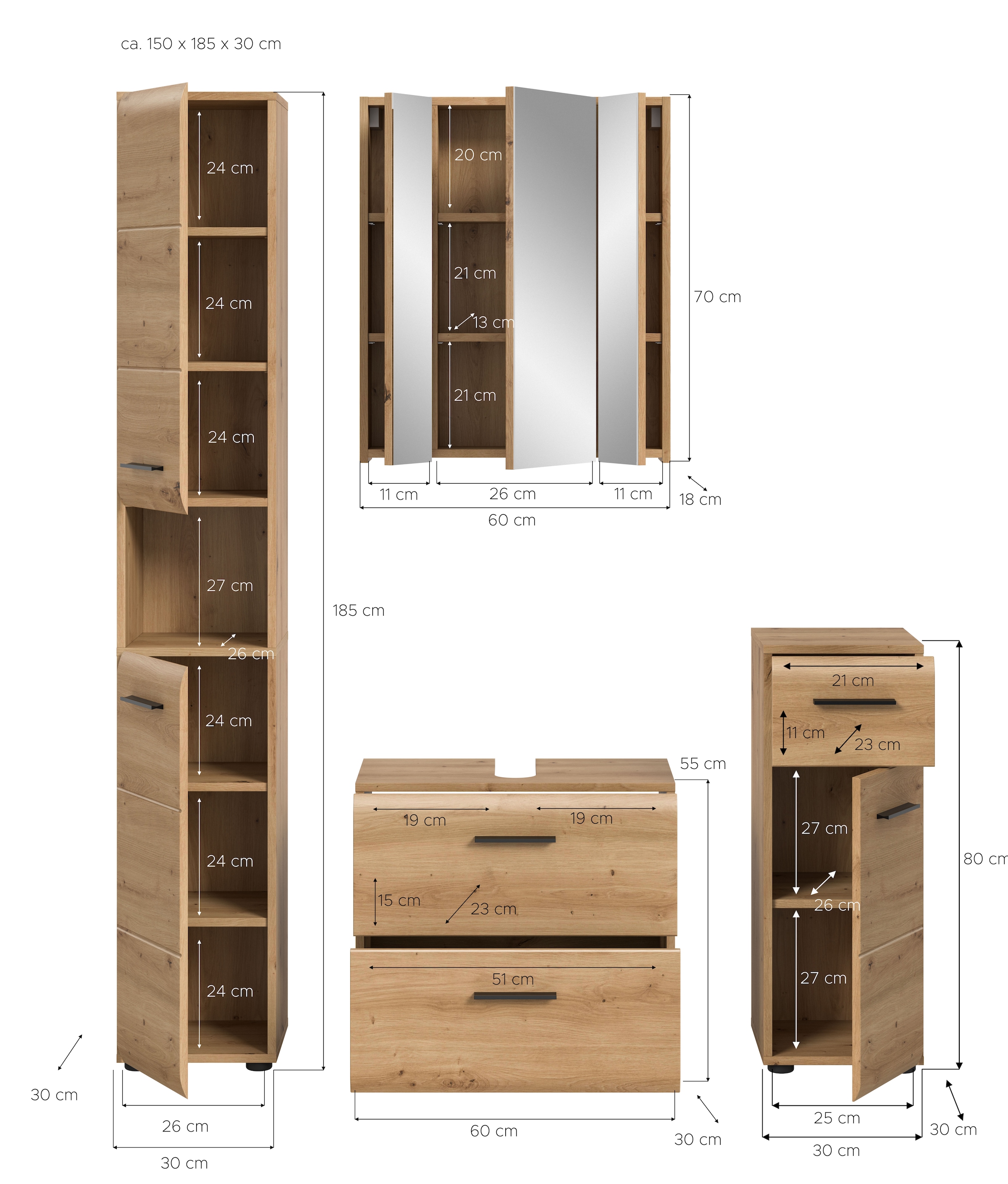 INOSIGN Badezimmer-Set Set, 4 Stk. tlg.