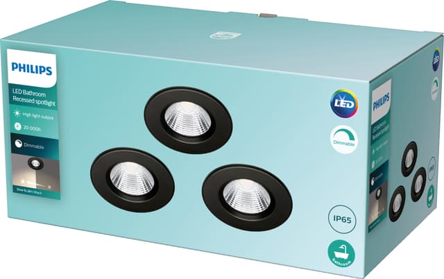 Philips Dive Ceiling spotlys 5,5W 3-pak (sort)