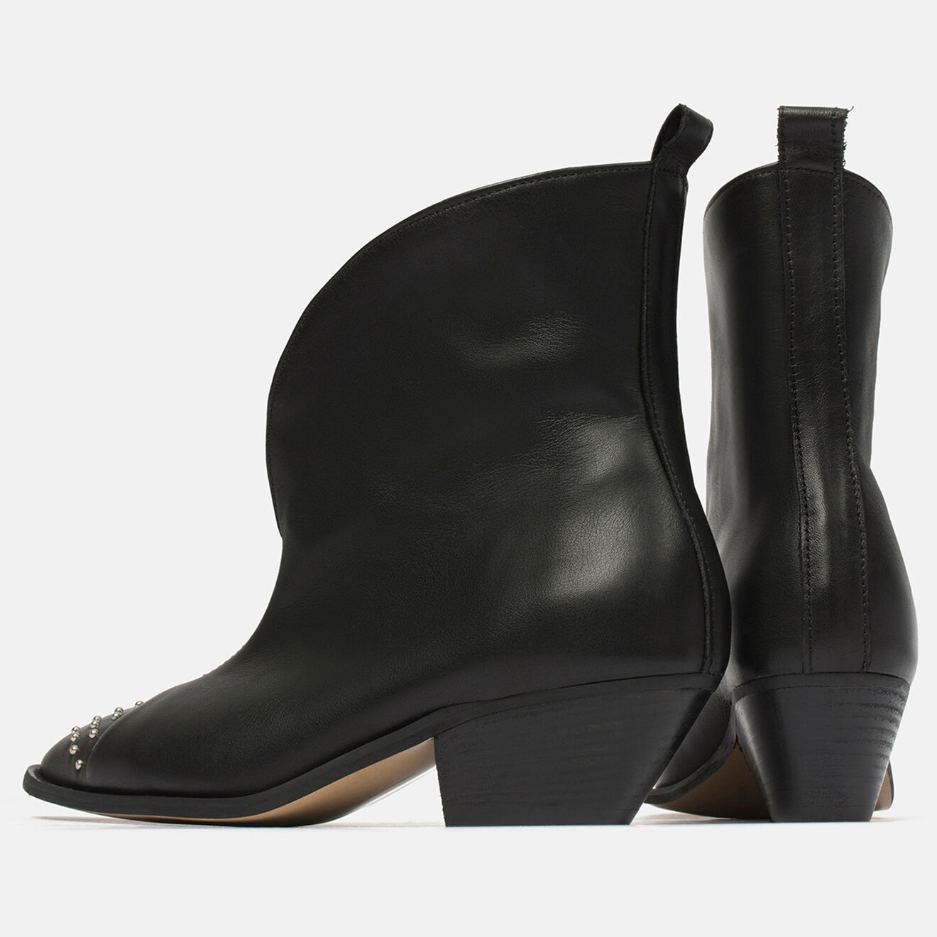L37 Bottines en Cuir grainé Frontier Jet noires - Talon 5 cm