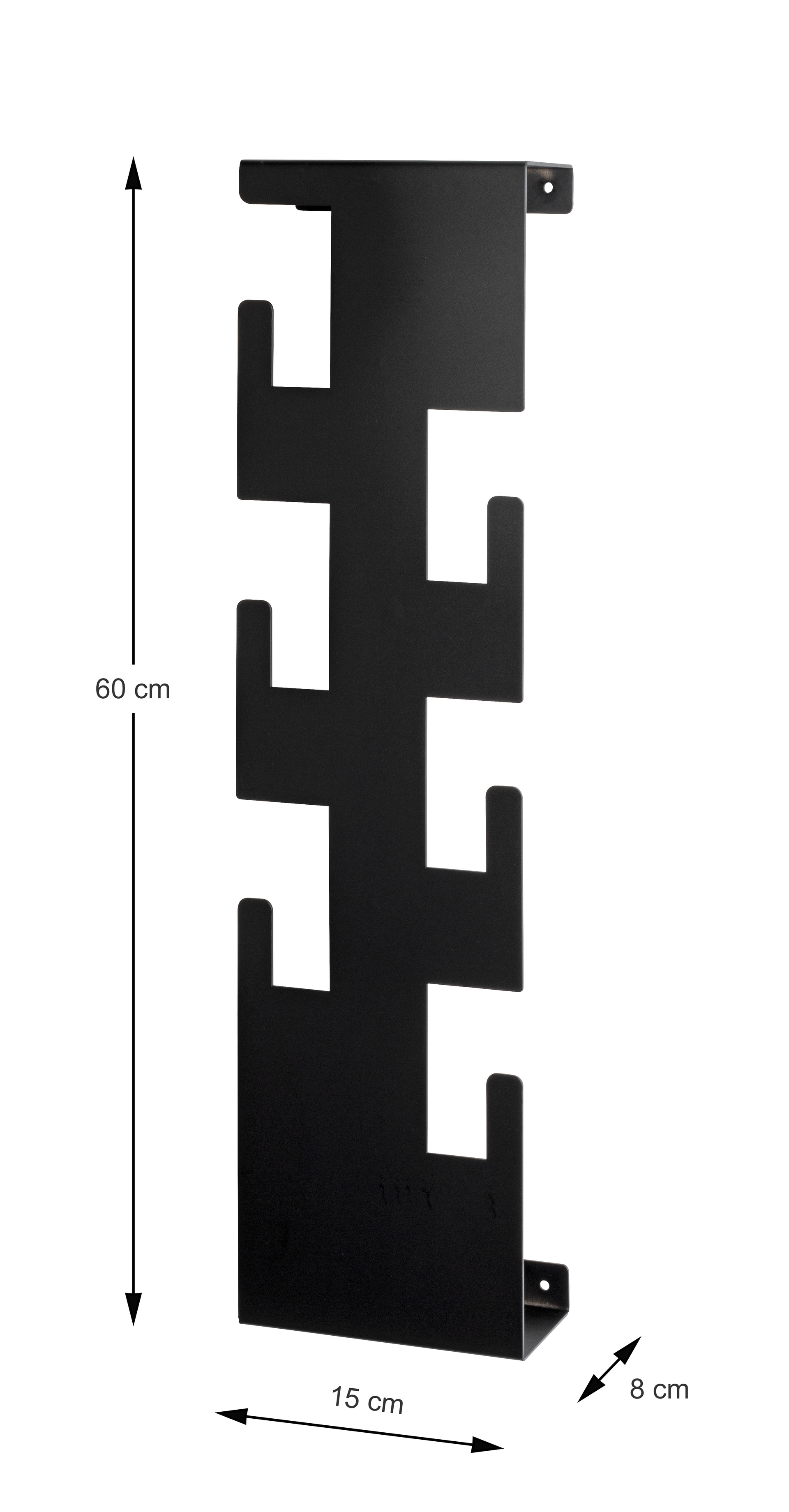 Wandgarderobe 15 x 60 cm schwarz
