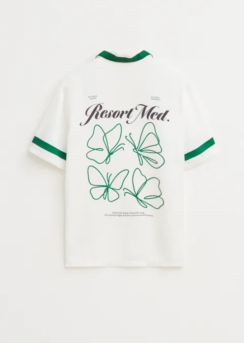 Satijnen overhemd resort off-white (WIT.O)