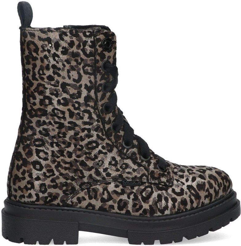 Veterboots - Panterprint - Leer - Goudkleurige Accenten