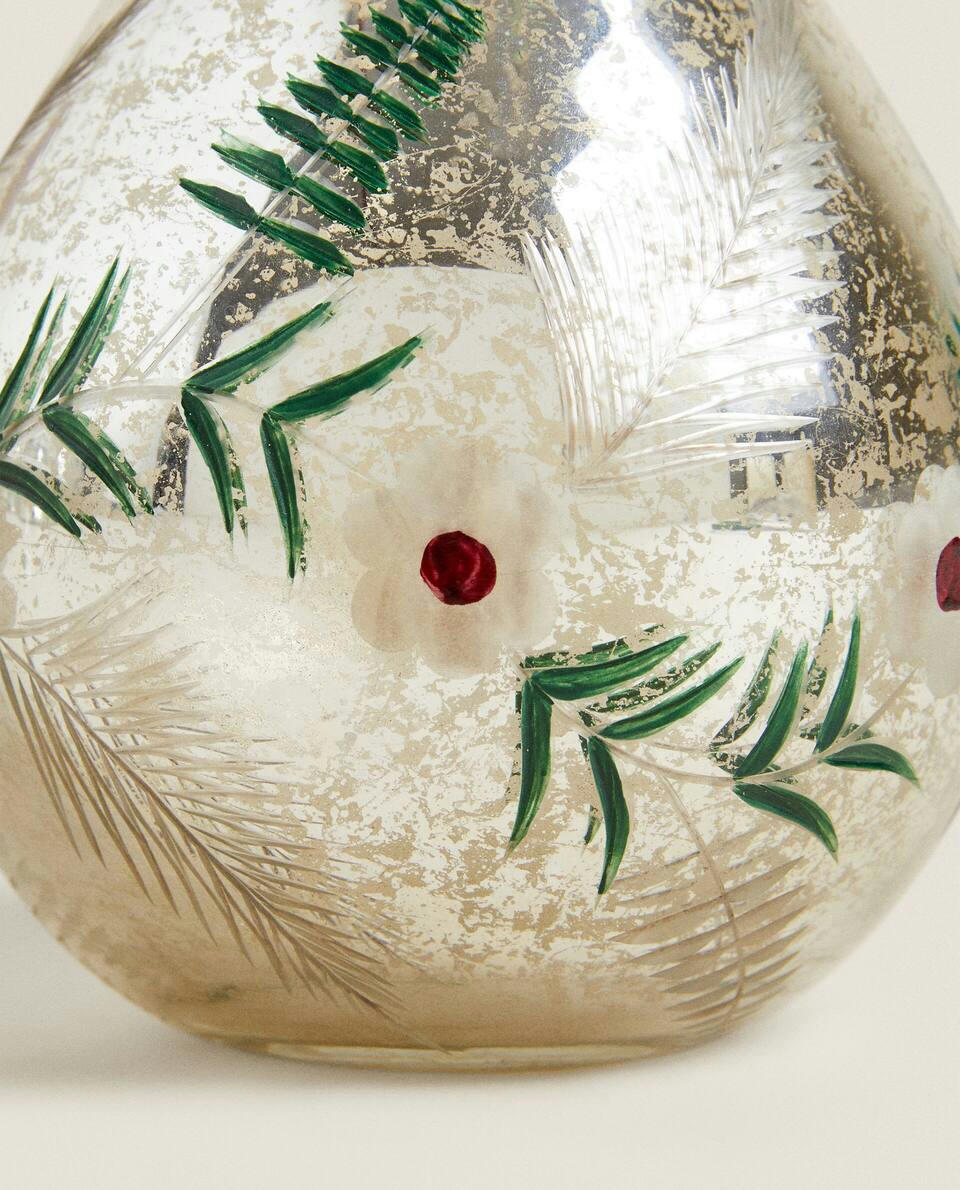VASO DE VIDRO COM FLORES DE NATAL