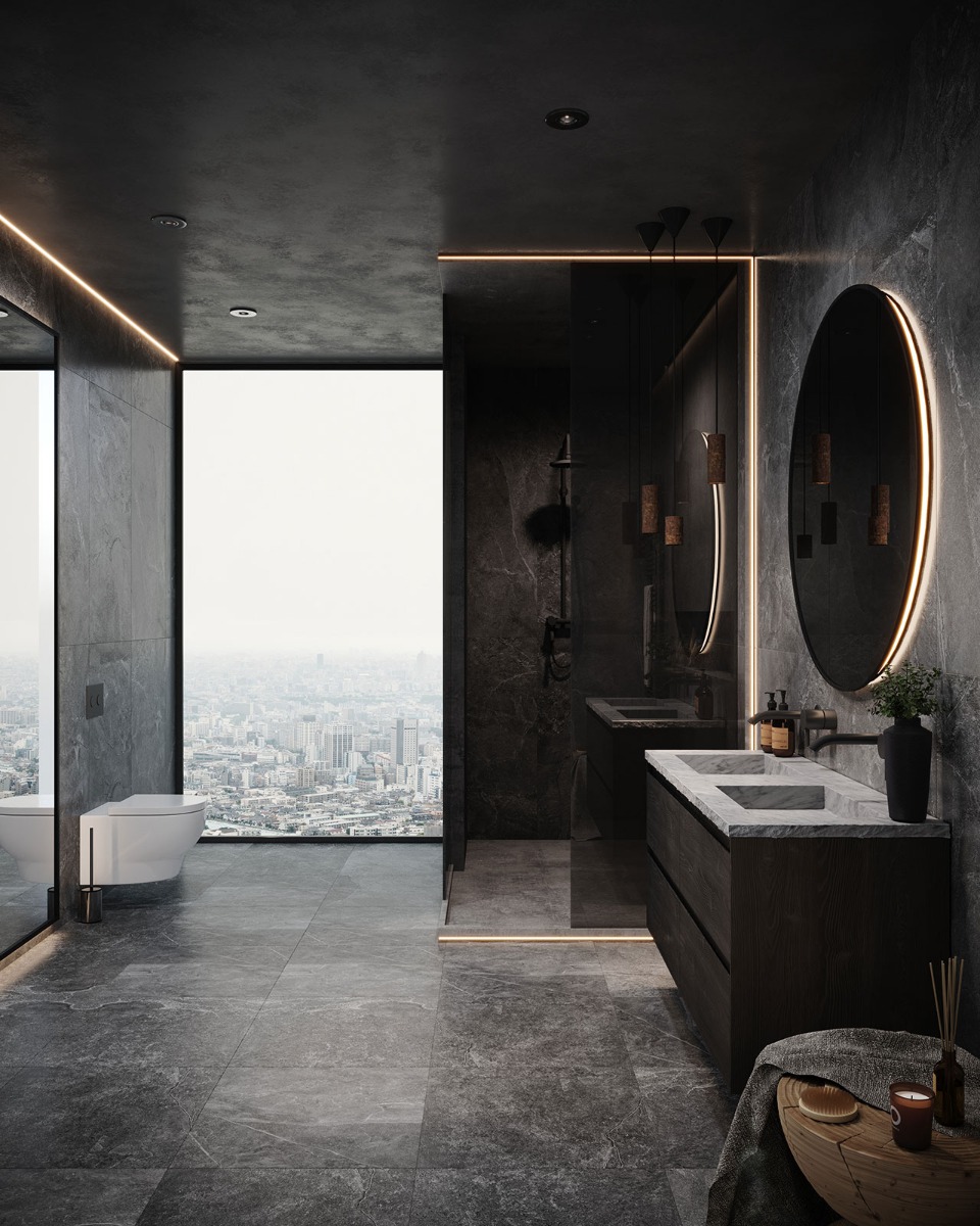 Forzalaqua Reno badmeubel 100cm black oiled met Nova wastafel carrara gekapt met kraangat