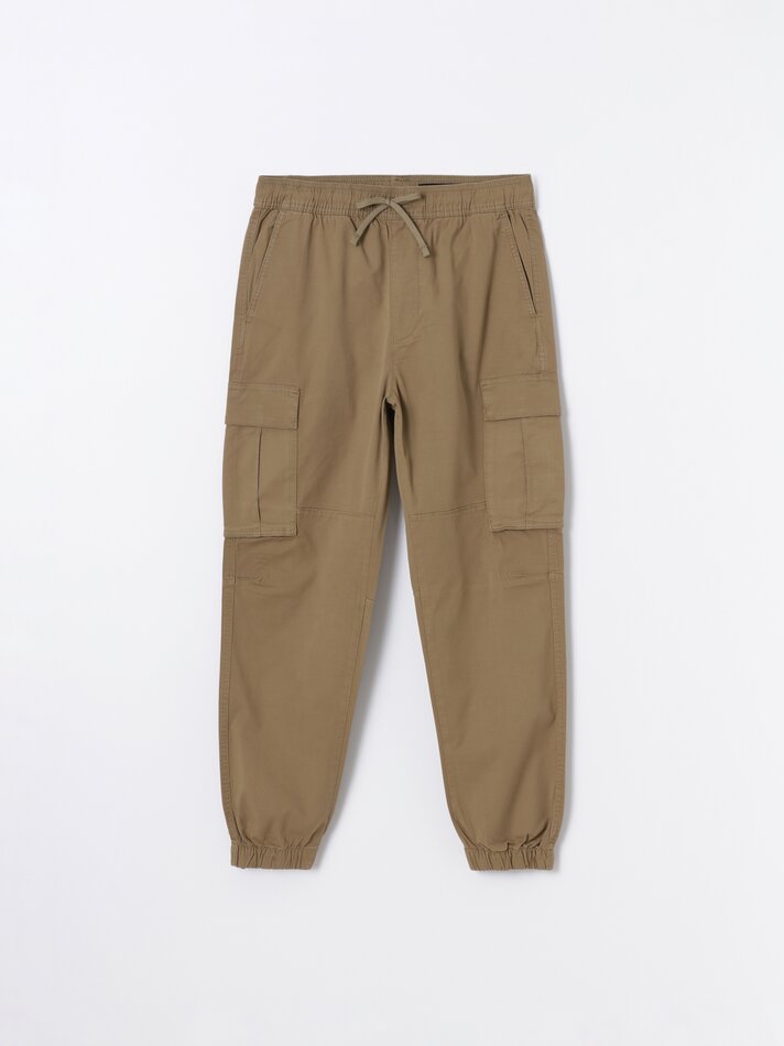 Calça jogger com bolsos - Bege escuro