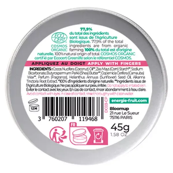 Deocrem Energético de Frutas 48H Certificado Orgânico Framboesa Fresca pela Ecocert 45g