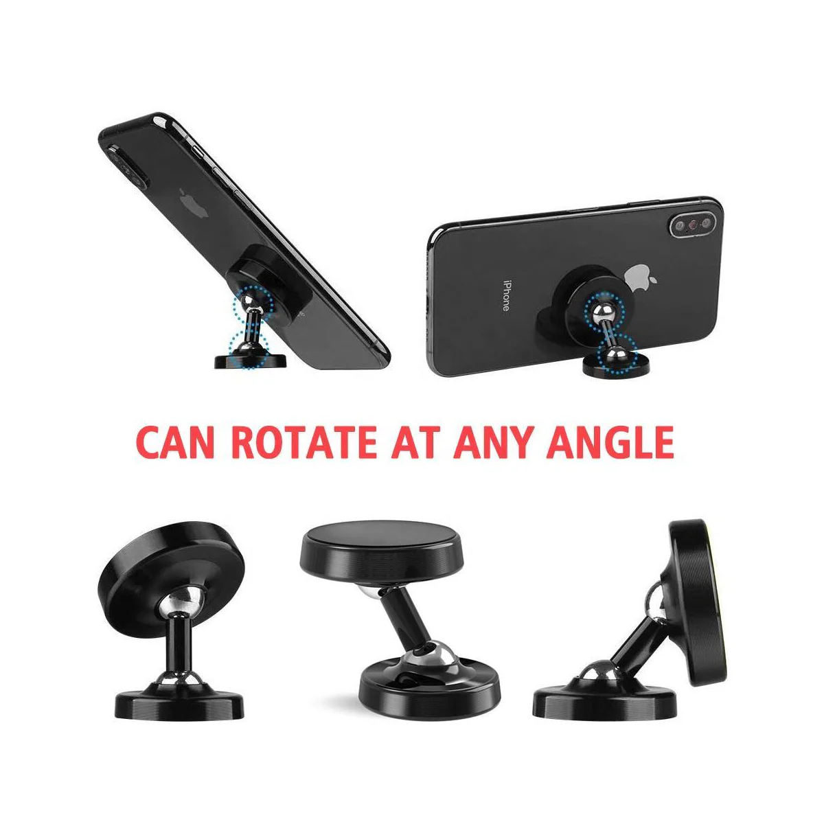 Magnetisk telefonholder for bilen 360 graders rotasjon Sølv